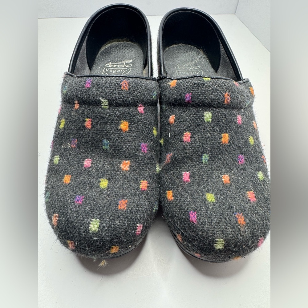 Dansko Gray Clogs with Multicolor Dots Size EU37/6.5